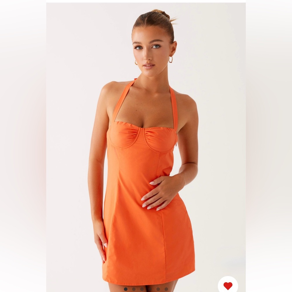 Peppermayo Contessa Halter Mini Dress Orange